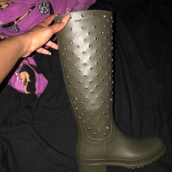 Saint Laurent Shoes - Saint Laurent Studded RainBoots w Swarovski